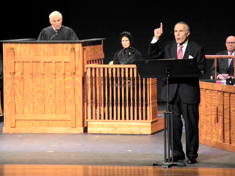 A photo of Mike Monaco giving closing arguments for the prosecution during the retrial of Mary Surratt