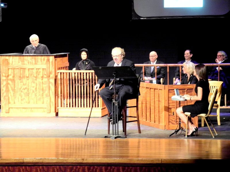 A photograph of Ed Genson giving closing arguments for Mary Surratt during the retrial.